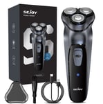 SEJOY Men‘s Electric Shaver Cordless Razor Rotary Beard USB Rechargeable Trimmer