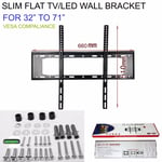 SLIM TV WALL BRACKET MOUNT FLAT FOR LED LCD OLED QLED 32 34 37 39 32 TO 71 INCH