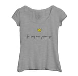 T-Shirt Femme Col Echancré Je Suis Une Princesse Dessin Couronne Jaune