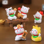 Tecknad Maneki Neko Ornament Djurfigur Katt Gris Modell Luc