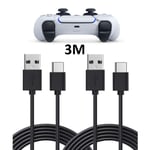 2-Pack 3m 3 Meter Laddkabel - för PS5/ Playstation 5 USB-C Svart