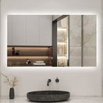 Biubiubath 70x50 cm miroir de salle de bain LED rétro-éclairé sans cadre avec anti-buée + mémoire + dimmable