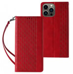 Magnet Strap Fodral för iPhone 14 Flip Wallet Mini Lanyard Stand rött