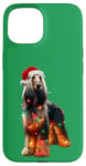 Coque pour iPhone 15 Chapeau de Père Noël afghan avec lumières de Noël, propriétaire de chien, maman, papa