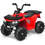 Costway - Quad Electrique pour Enfants 3 km/h,Phares, Musique, MP3, usb, aux, Volume Réglable Voiture pour Enfants de 3-6 Ans Rouge