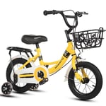 JACK'S CAT 12-18 Inch Kids Children's Bike, Lightweight Boys and Girls Bike 2-9 Years Old, Carbon Steel Frame and Training Wheels,Yellow,14in