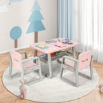 Children Table and 2 Chairs Set Toddlers Learning Activity Play Desk w/Storage