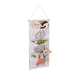 Relaxdays Étagère Rangement Murale, Chambre Enfant, 3 paniers Suspendus, HxL : 82x33,5 cm, Design Lapin, Multicolore