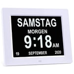 Ykall 8" Pouce LCD Horloge Numérique Calendrier avec Date Jour Et Heure Horloge Non-Abrégée Auto Dimming 10 Langues HD Display Rappel pour Alzheimer Les Personnes âgées et Les Enfants