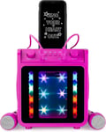 RockJam 10-Watt Rechargeable Bluetooth Karaoke Machine with Two Pink 