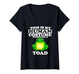 Womens This Is My Human Costume I'm Really a Toad Frog Gift V-Neck T-Shirt