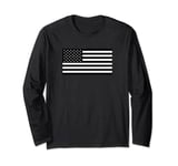 Subdued American USA Flag Black White Dark Manche Longue