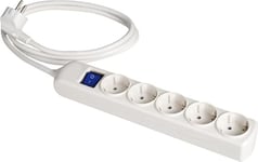 Multiprise 5 Prises avec Interrupteur et câble, Fixation Murale, 16 A, 250 V, 3680 W