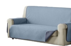 Estoralis | AVA | Housse de canapé au Design Moderne| Tissu matelassé réversible | Bleu Ciel/Pierre | pour canapé 3 Places | Taille du Tissu 150 x 220 cm (Largeur par Hauteur)