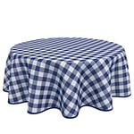 Home Direct Nappe de table ronde en PVC facile à nettoyer - Motif carreaux vichy - 160 cm - Bleu