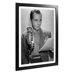 Big Box Art Framed Print of Humphrey Bogart Design | Wall Art Picture | Home Decor for Kitchen, Living, Dining Room, Lounge, Bedroom, Hallway, Office, Black, A2 / 24.5x18 Inch / 62x45cm