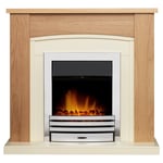 Adam Chilton Fireplace in Oak & Cream with Eclipse Electric Fire in Chrome, 3...