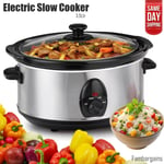 Slow Cooker 3.5 Litre Tempered Glass Lid Removable Ceramic Bowl Stainless Steel