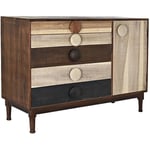 Buffet haut Meuble de rangement en bois de Sheesham multicolore - Longueur 120 x Hauteur 85 x Profondeur 45 cm Pegane