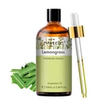 PHATOIL Huiles Essentielles Lemongrass 100 ml, Huile Essentielle pour Diffuseur, Huile de Lemongrass Pure Naturelle pour Aromathérapie