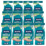 Mapa - Spécial Vaisselle - Gants de Ménage Antidérapants mix Latex et Nitrile - Intérieur Coton - Séchage express – 12 paires - Taille M/L