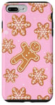 iPhone 7 Plus/8 Plus Pink Christmas Cute Gingerbread Man & Snowflakes Soft Girl Case