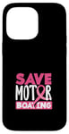 Coque pour iPhone 14 Pro Max Save Motor Boating Sensibilisation au cancer du sein