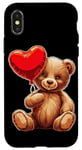 Coque pour iPhone X/XS Ours en peluche coeur amour joyeux Saint-Valentin