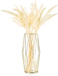 Glass Vase for Flowers Gold, Modern Large Vases for Pampas Grass with Geometric