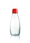 Retap ApS Grande Bouteille d'eau en Verre Borosilicate 0,8 Litre, Red, 0.5 / Medium