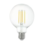 EGLO connect.z Ampoule LED E27 connectée, G95, ZigBee, contrôlable par appli et commande vocale, dimmable, blanc chaud, 806 lumens, 6 watts, transparent, design vintage