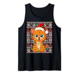 Santa Hat Ugly Christmas Light Sweater Men Women Kids Tiger Tank Top