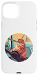 iPhone 15 Plus Cute Orange Fitness Cat on Gym Lifting Bench Case