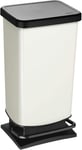 Rotho, Paso, Dustbin 40l with Pedal and lid, Plastic Waste Bin, White Metallic