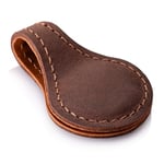 SURAZO Marque-page en cuir avec aimant - Fabriqué à la main en cuir véritable - 10 x 3 cm - Marron - Marque-page vintage en cuir pour les rats de lecture - Cadeau élégant pour hommes et femmes