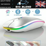 Slim Silent Rechargeable Wireless Mouse RGB LED USB Mice MacBook Laptop PC UK