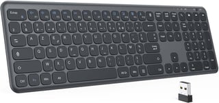 Clavier Sans Fil 2.4G,Clavier Azerty Silencieux Pour Windows 11/10/8/7,Clavier Complet Ultra-Mince Avec Pavé Numérique Pour Pc/Ordinateur/Portable,12 Raccourcis Multimédias,Noir