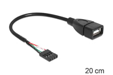 Delock - USB intern til ekstern kabel - USB til 4-pin USB 2.0 samlekasse - 20 cm