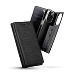 Diarycase 2.0 Coque clapet en cuir véritable avec support aimanté pour Apple iPhone 14 Pro, Minuit Noir - Neuf