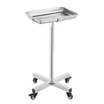 VEVOR Chariot de Laboratoire en Acier Inoxydable, Table de Mayo Charge 16 kg, Assistant Muet Hauteur Réglable 84-132,5 cm, Plateau Médical Amovible, pour Stockage des Matériels Clinique Salon Tatouage