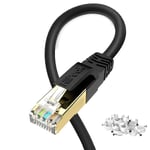 Hiipeak 20m Cable Ethernet Cat 8 RJ45, Cable LAN Internet à Haut Débit de 40 Gbit/s et 2000 MHz avec Connecteurs Plaqués Or, Cable Réseau Noir Rond.[G1890]