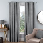 Sleepdown Luxury Chenille Eyelet Lined Curtains for Bedroom and Living Room 2x 46" x 54", 5056242840145 Silver 2 Panels