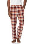 Amazon Essentials Pantalon de Pyjama en Flanelle (Grandes Tailles Disponibles) Homme, Bordeaux Orange Blanc Écossais, S