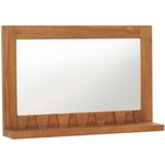 Miroir mural avec étagère 60x12x40 cm Bois de teck massif