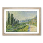 Big Box Art Lane in The Country by Claude Monet Framed Wall Art Picture Print Ready to Hang, Oak A2 (62 x 45 cm)