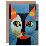 Cat Lovers Mosaic Tile Thinking of You Get Well Soon Blank Greeting Card