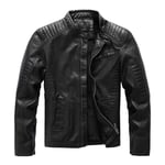 WYYSYNXB Automne Et Hiver Hommes Col Montant PU Veste De Cuir Fermeture Éclair Plus Cachemire Épaissir Garder Au Chaud Moto Décontractée Veste De Cuir Manteau M-5XL Code,Noir,3XL