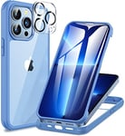 CENHUFO Coque iPhone 13 Pro Max, avec Protection écran Verre Trempé et Protecteur Caméra [9H HD] 360° Antichoc Housse Double Face Téléphone Case Intégrale Etui pour iPhone 13 Pro Max - Sierra Bleu