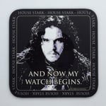 MY WATCH BEGINS - Game of Thrones Coaster / Bar Mat - Sturdy, Gloss, Original