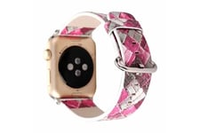 Hsmy Accessoires pour Apple Watch Bracelet en cuir carré de couleur apple watch series 6/ se/ 5/ 4 40mm - rose foncé
